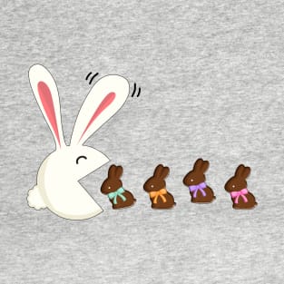 Funny Easter Rabbit Eating Chocolate Easter Bunnies T-Shirt